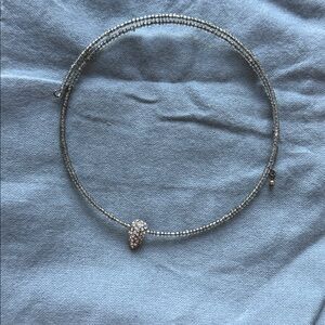 Silver Beaded Necklace with Heart Pendant